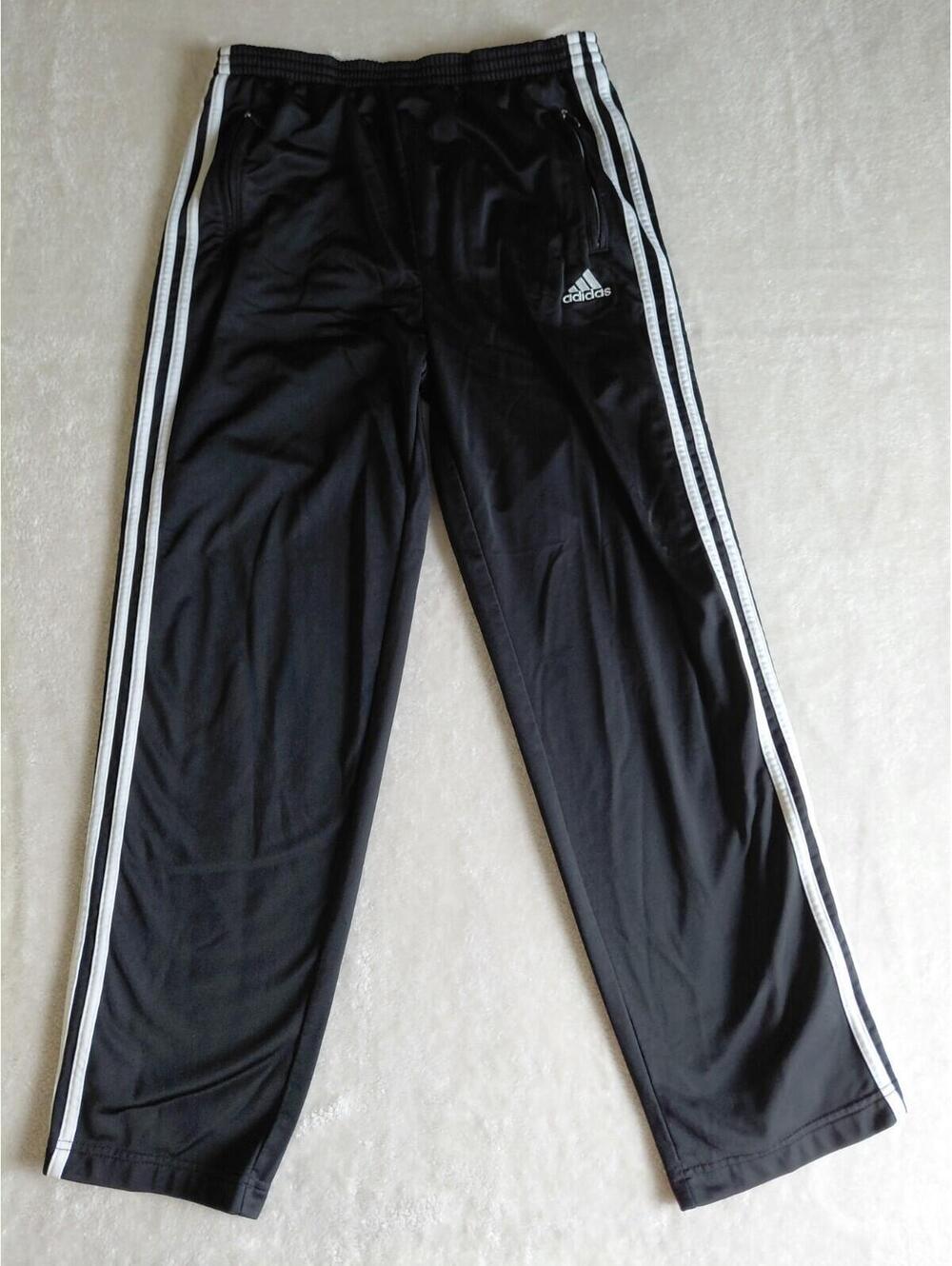 Vtg Adidas Tear Away Warm Up Basketball Pants Black Dazzle Shiny Mens Small Y2K